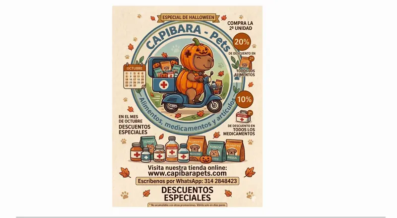 Oferta Halloween 👻20% OFF en la 2da unidad de alimentos y 10% OFF en la 2da unidad de medicamentos