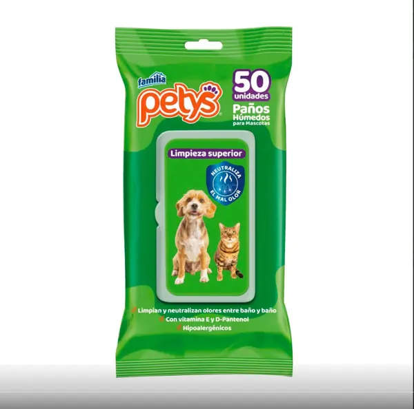 Fotografía del producto: Petys Pañitos Húmedos para Mascotas 50 Unidades