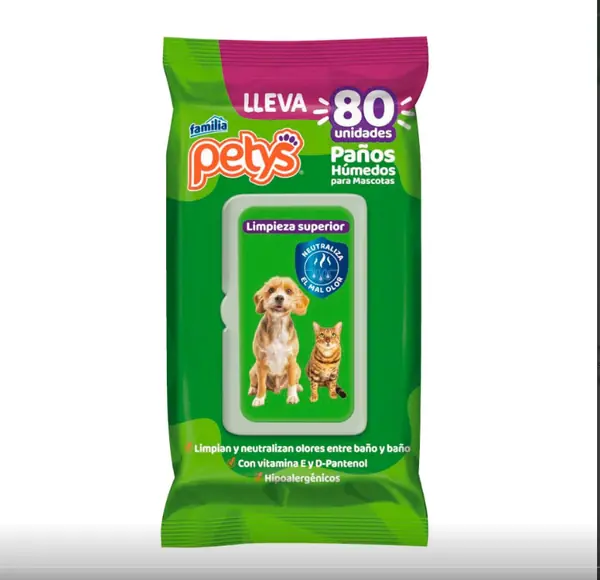 Fotografía del producto: Petys Pañitos Húmedos para Mascotas 80 Unidades