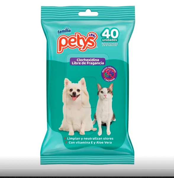 Fotografía del producto: Petys Toallitas Pañitos Húmedos clorhexidin 40 unds